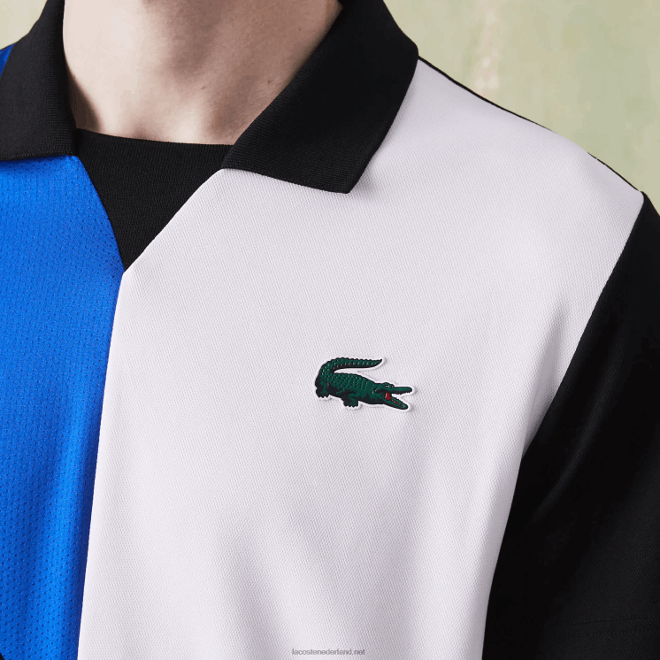 Lacoste sport ultradroge piqué tennispolo 0828H786 zwart blauw wit 7ke Heren