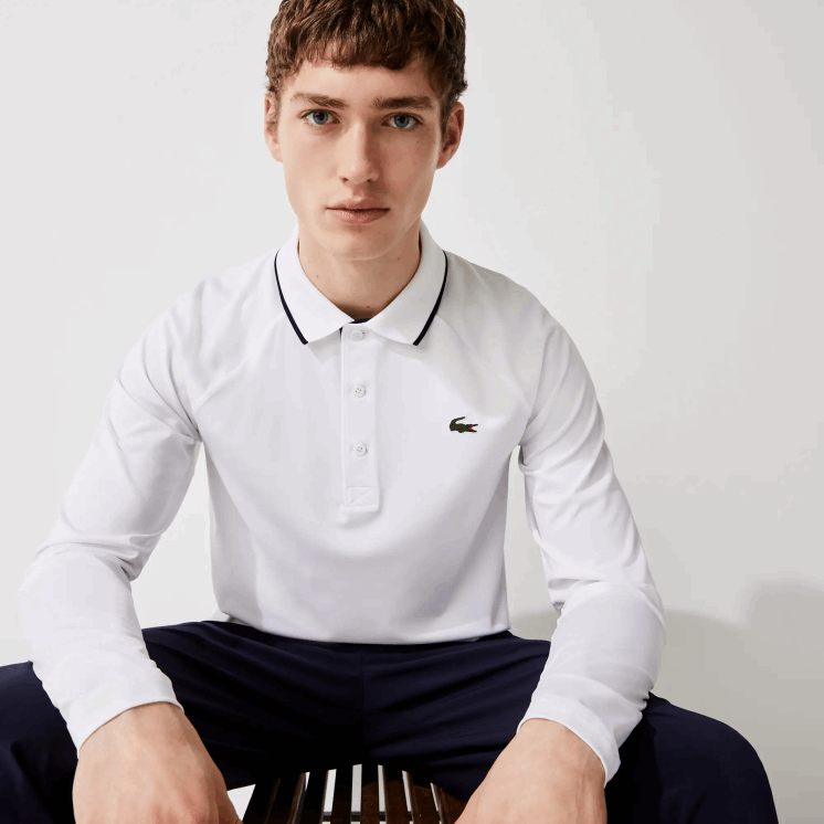 Lacoste sportieve ademende golfpolo 0828H847 wit marineblauw 522 Heren