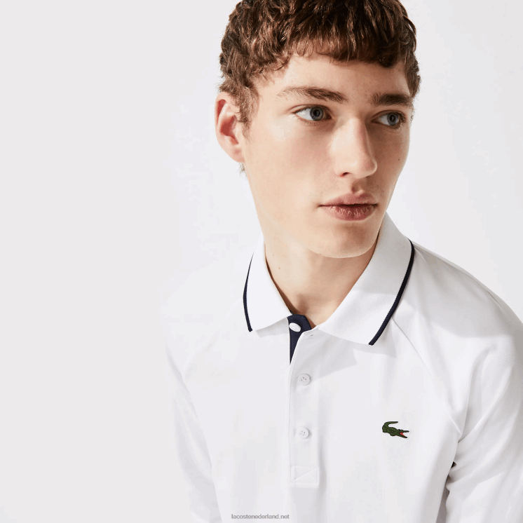 Lacoste sportieve ademende golfpolo 0828H847 wit marineblauw 522 Heren