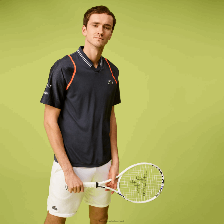 Lacoste tennis x daniil medvedev polo 0828H235 blauwe kxe Heren