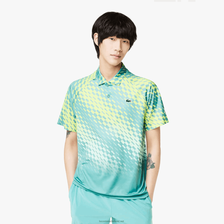 Lacoste tennis x novak djokovic player versie polo 0828H44 geel lichtgroen vri Heren