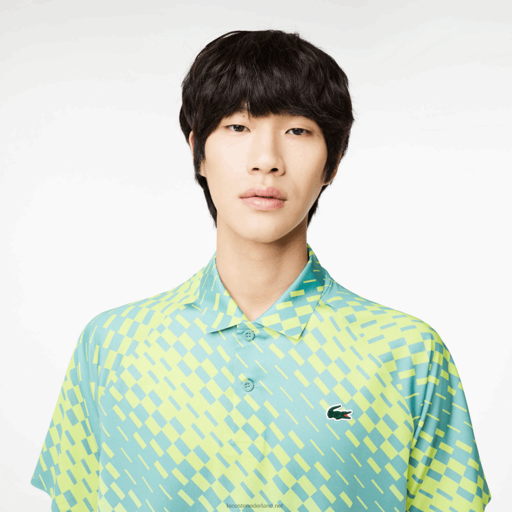 Lacoste tennis x novak djokovic player versie polo 0828H44 geel lichtgroen vri Heren