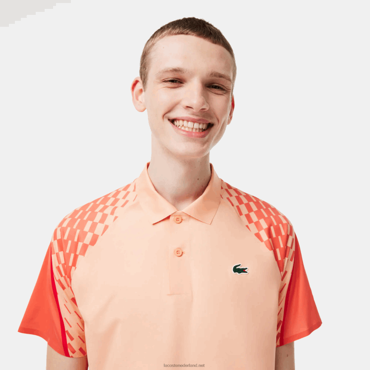 Lacoste tennis x novak djokovic tricolor polo 0828H237 licht oranje oranje rood t7i Heren