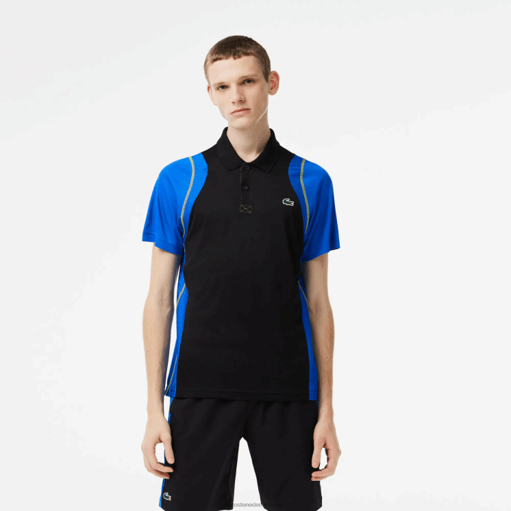 Lacoste tennispolo van gerecycled polyester 0828H85 zwart blauw geel xis Heren