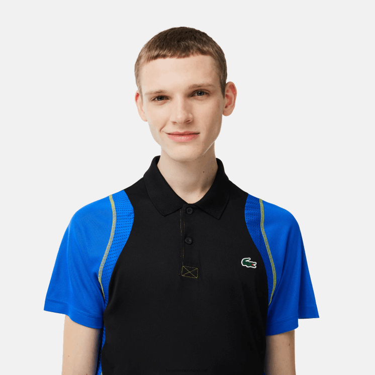Lacoste tennispolo van gerecycled polyester 0828H85 zwart blauw geel xis Heren
