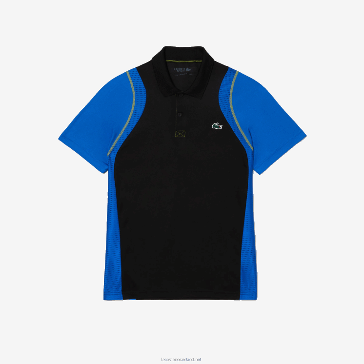Lacoste tennispolo van gerecycled polyester 0828H85 zwart blauw geel xis Heren