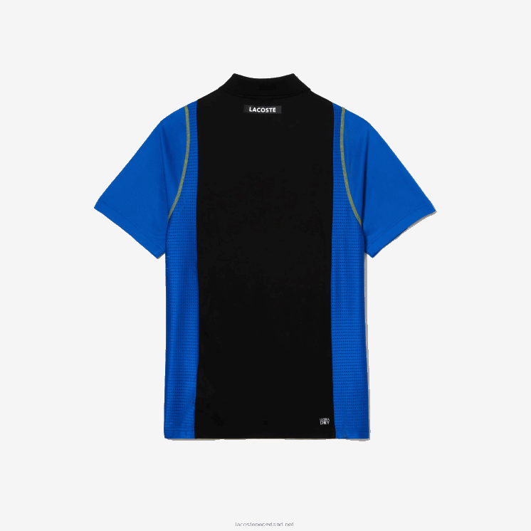 Lacoste tennispolo van gerecycled polyester 0828H85 zwart blauw geel xis Heren