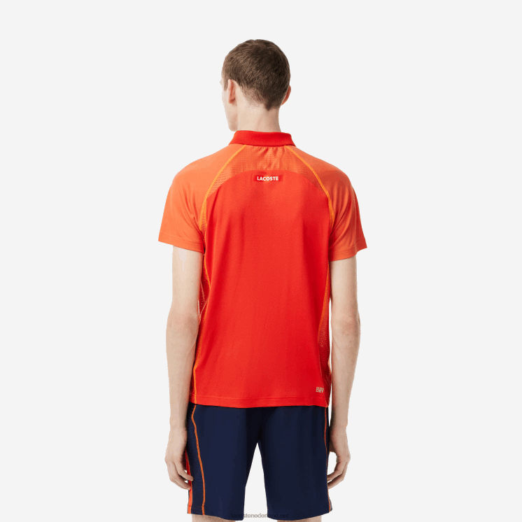 Lacoste tennispolo van gerecycled polyester met ultradroge technologie 0828H139 rood oranje xim Heren