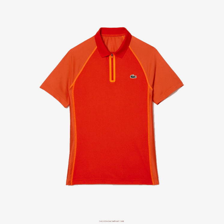 Lacoste tennispolo van gerecycled polyester met ultradroge technologie 0828H139 rood oranje xim Heren