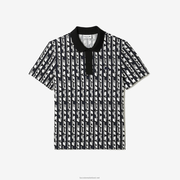 Lacoste tweekleurige bedrukte polo met actieve beweging 0828H2 blauw wit 9yt Heren