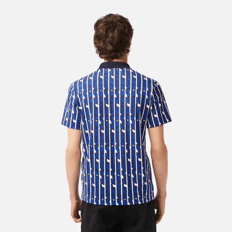 Lacoste tweekleurige bedrukte polo met actieve beweging 0828H4 wit blauw elke Heren