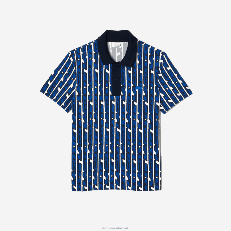Lacoste tweekleurige bedrukte polo met actieve beweging 0828H4 wit blauw elke Heren