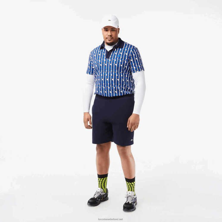 Lacoste tweekleurige bedrukte polo met actieve beweging 0828H4 wit blauw elke Heren