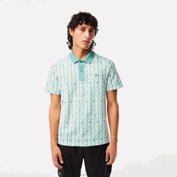 Lacoste tweekleurige bedrukte polo met actieve beweging 0828H5 lichtgroen cr5 Heren