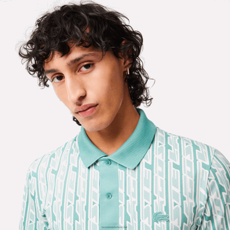 Lacoste tweekleurige bedrukte polo met actieve beweging 0828H5 lichtgroen cr5 Heren