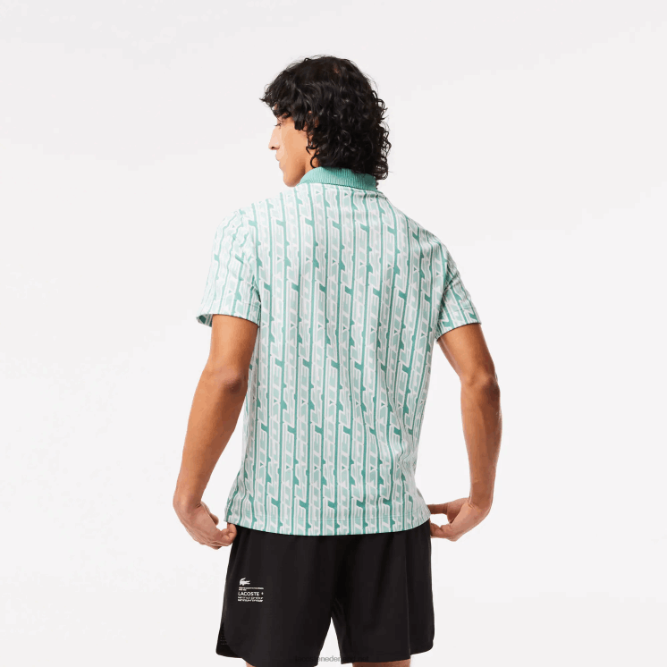 Lacoste tweekleurige bedrukte polo met actieve beweging 0828H5 lichtgroen cr5 Heren