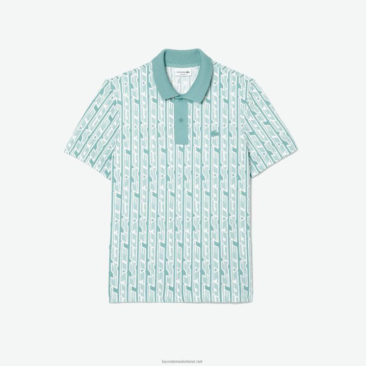 Lacoste tweekleurige bedrukte polo met actieve beweging 0828H5 lichtgroen cr5 Heren