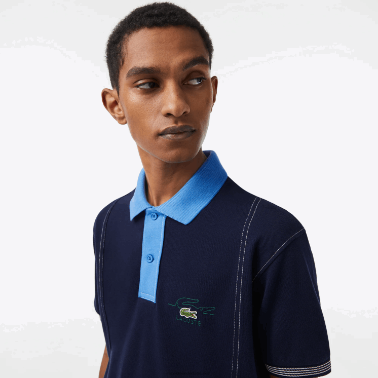 Lacoste tweekleurige polo van biologisch katoen 0828H262 marineblauw f65 Heren