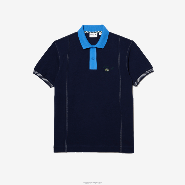 Lacoste tweekleurige polo van biologisch katoen 0828H262 marineblauw f65 Heren