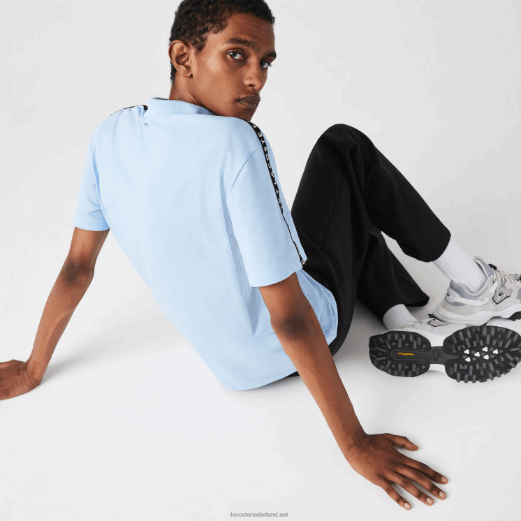 Lacoste ultra-lichtgewicht katoenen polo met letters 0828H815 blauwe hbp Heren