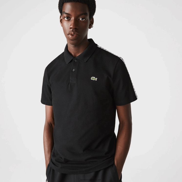 Lacoste ultra-lichtgewicht katoenen polo met letters 0828H816 zwart 031 Heren