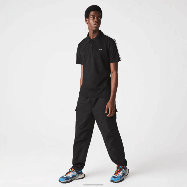 Lacoste ultra-lichtgewicht katoenen polo met letters 0828H816 zwart 031 Heren