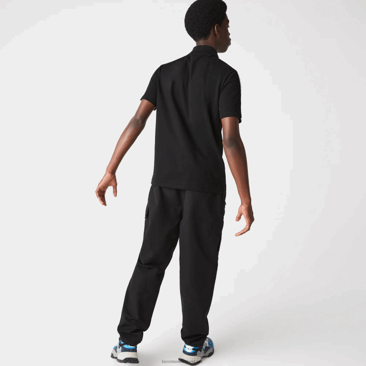 Lacoste ultra-lichtgewicht katoenen polo met letters 0828H816 zwart 031 Heren