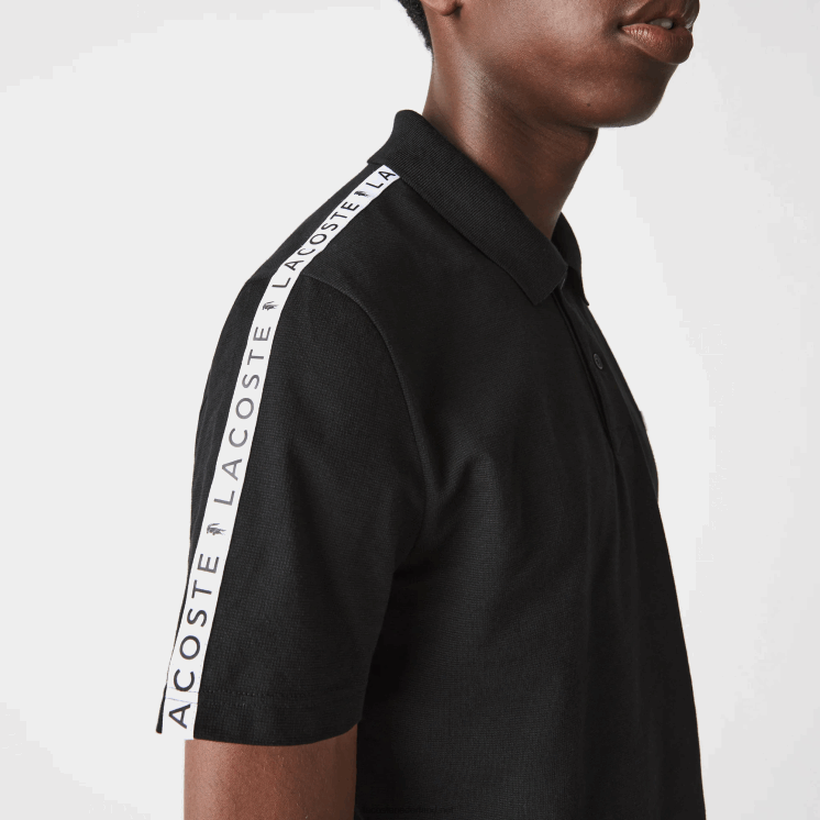 Lacoste ultra-lichtgewicht katoenen polo met letters 0828H816 zwart 031 Heren