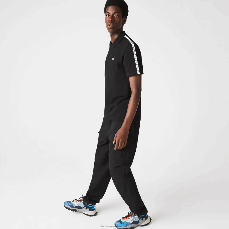 Lacoste ultra-lichtgewicht katoenen polo met letters 0828H816 zwart 031 Heren