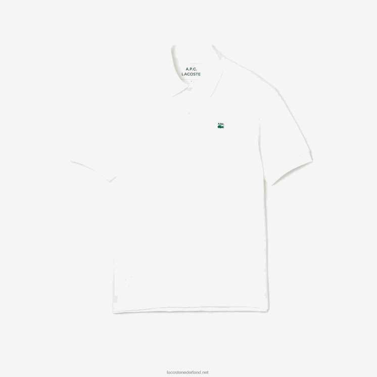 lacoste x a.p.c. losvallende katoenen petit piqué polo 0828H927 wit 001 Heren