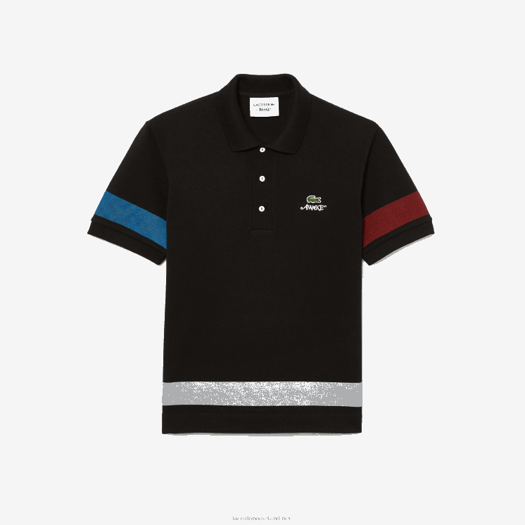 lacoste x wake ny piqué polo met kleurvlakken 0828H899 zwart 031 Heren