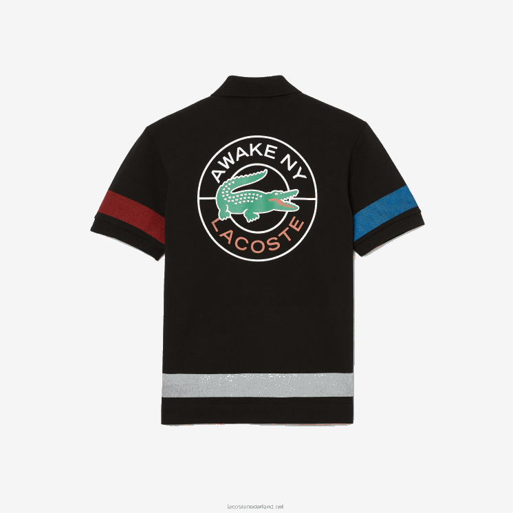 lacoste x wake ny piqué polo met kleurvlakken 0828H899 zwart 031 Heren