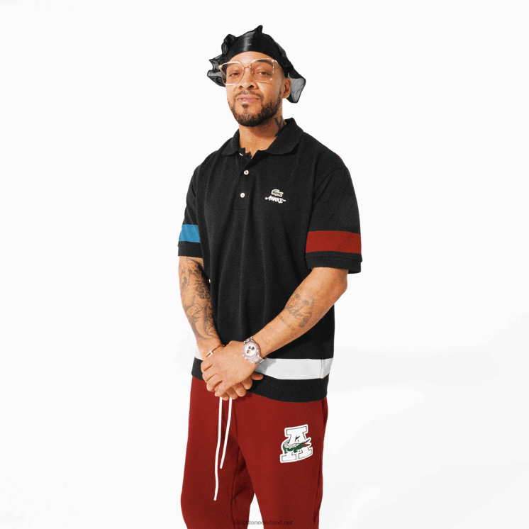 lacoste x wake ny piqué polo met kleurvlakken 0828H899 zwart 031 Heren
