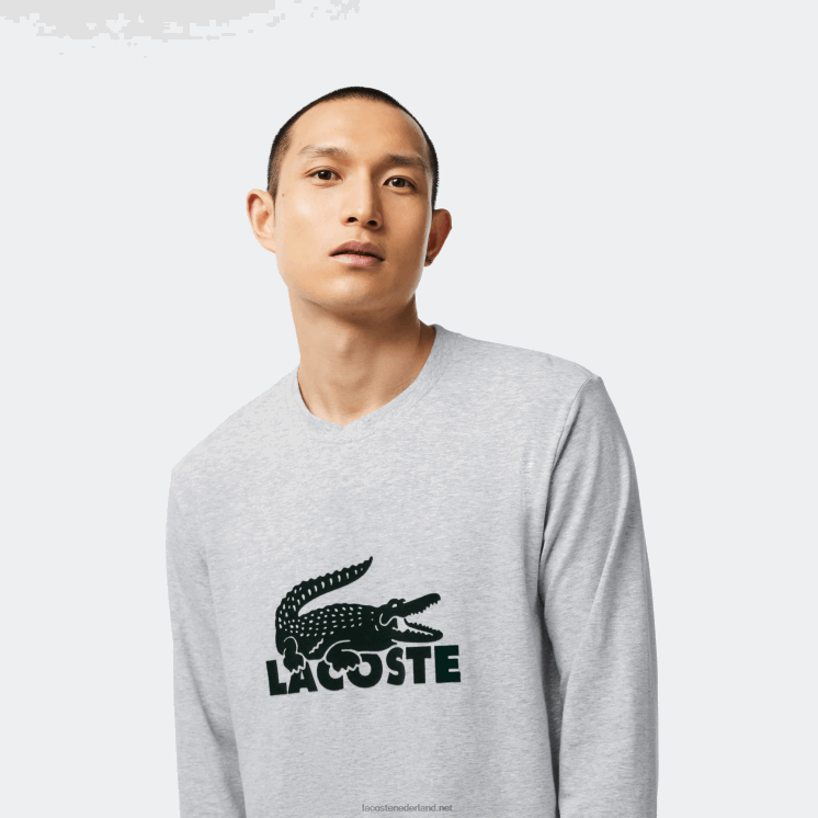 Lacoste Fluwelen lange pyjama met logo 0828H1457 marineblauw grijs chine groen vxd Heren
