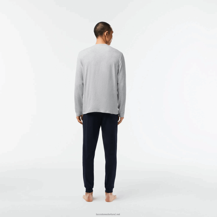 Lacoste Fluwelen lange pyjama met logo 0828H1457 marineblauw grijs chine groen vxd Heren
