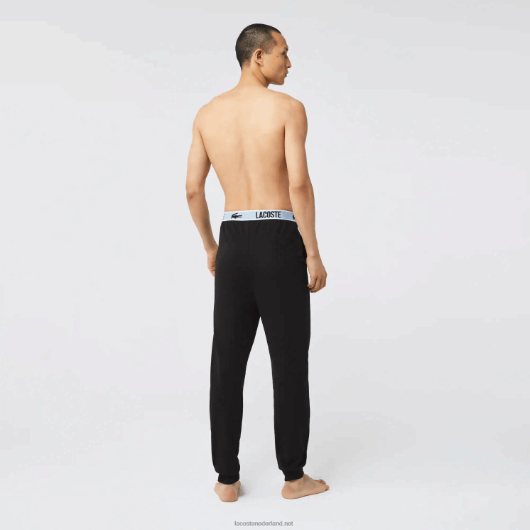 Lacoste Pyjamabroek met krokodillenprint in de taille 0828H1523 zwart 031 Heren