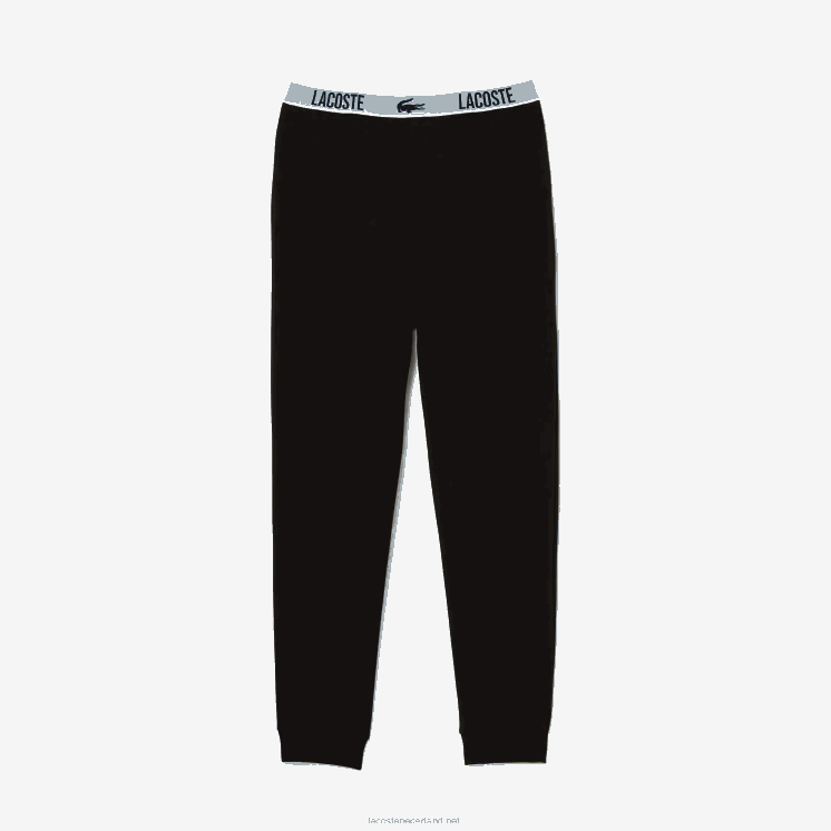 Lacoste Pyjamabroek met krokodillenprint in de taille 0828H1523 zwart 031 Heren