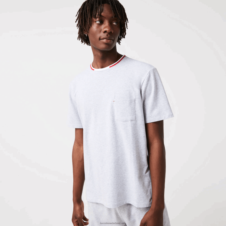 Lacoste driekleurig pyjama-t-shirt met ronde hals en korte mouwen 0828H1472 grijze chine ca Heren
