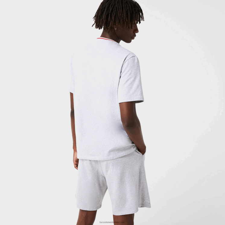 Lacoste driekleurig pyjama-t-shirt met ronde hals en korte mouwen 0828H1472 grijze chine ca Heren