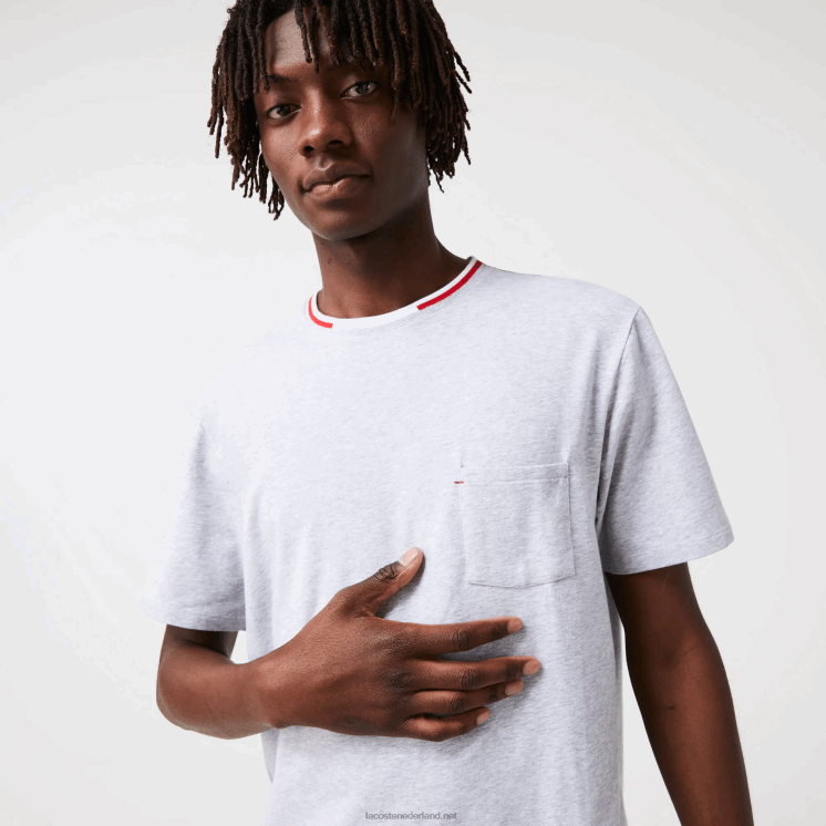 Lacoste driekleurig pyjama-t-shirt met ronde hals en korte mouwen 0828H1472 grijze chine ca Heren