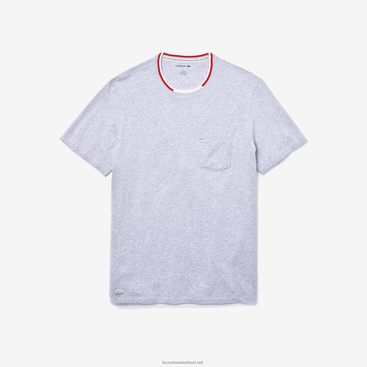 Lacoste driekleurig pyjama-t-shirt met ronde hals en korte mouwen 0828H1472 grijze chine ca Heren