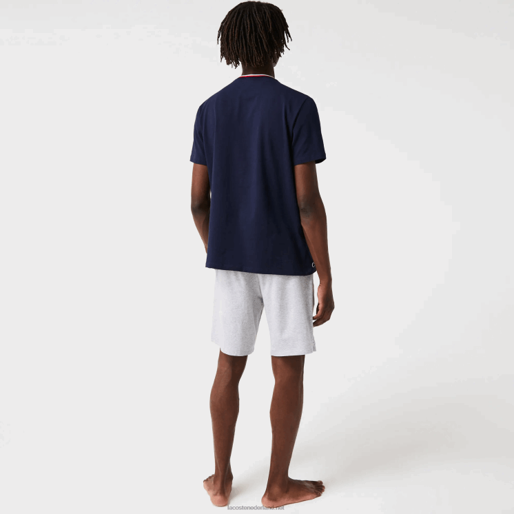 Lacoste driekleurig pyjama-t-shirt met ronde hals en korte mouwen 0828H1473 marineblauw 166 Heren
