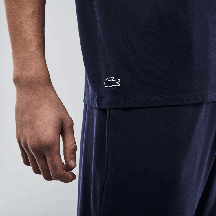 Lacoste driekleurig pyjama-t-shirt met ronde hals en korte mouwen 0828H1473 marineblauw 166 Heren