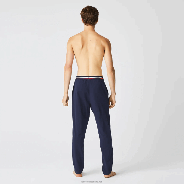 Lacoste jersey driekleurige pyjamabroek met tailleband 0828H1402 marineblauw 166 Heren