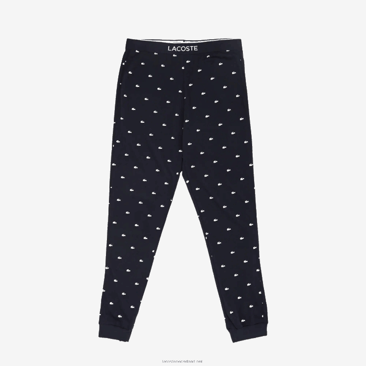 Lacoste jersey pyjamabroek 0828H1352 zwart wit 258 Heren