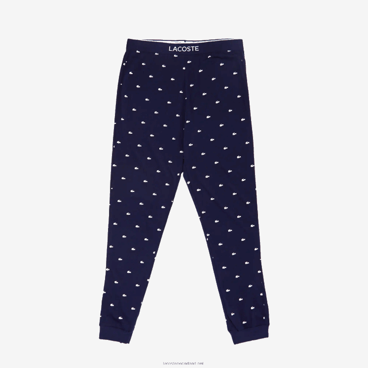 Lacoste jersey pyjamabroek 0828H1353 marineblauw wit 525 Heren