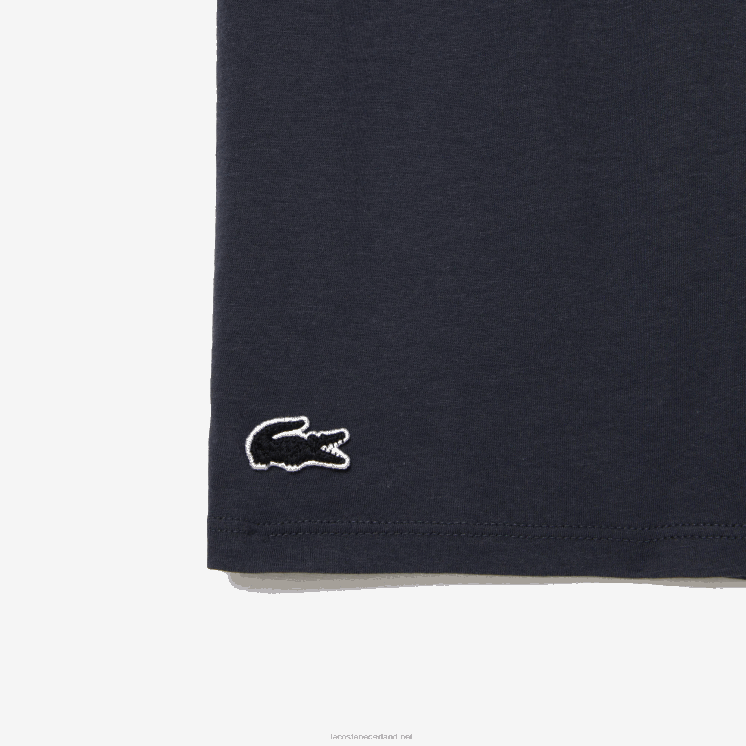 Lacoste korte pyjamaset van fluweel met logo 0828H1622 blauw kaki groen donkergrijs 8z0 Heren