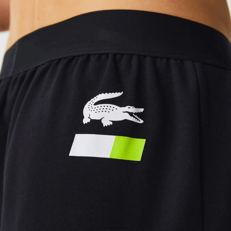 Lacoste oversized fleece pyjamabroek met logo 0828H1566 donkergrijs wit geel p44 Heren