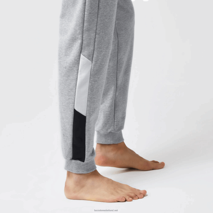 Lacoste oversized fleece pyjamabroek met logo 0828H1567 grijs chine wit marineblauw tya Heren