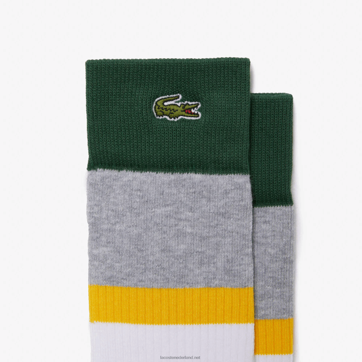 Lacoste hoog uitgesneden geribbelde katoenen sokken set van drie 0828H1686 grijs chine geel groen lly Heren